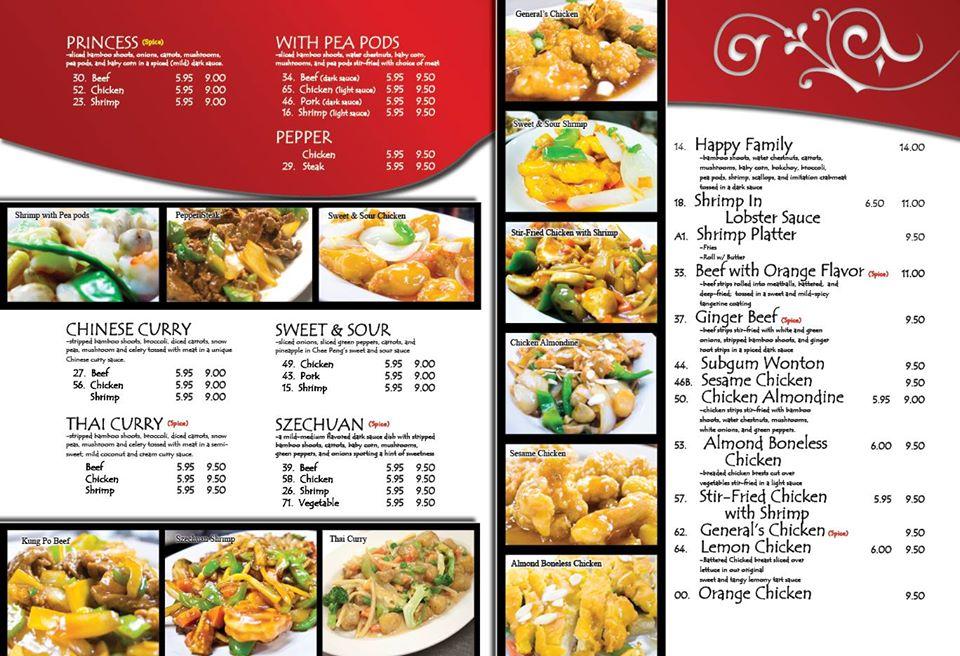 Menu at Chee Peng fast food, Gladwin