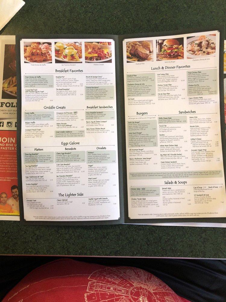 Menu at Metro Diner restaurant, Huntersville, Reese Blvd