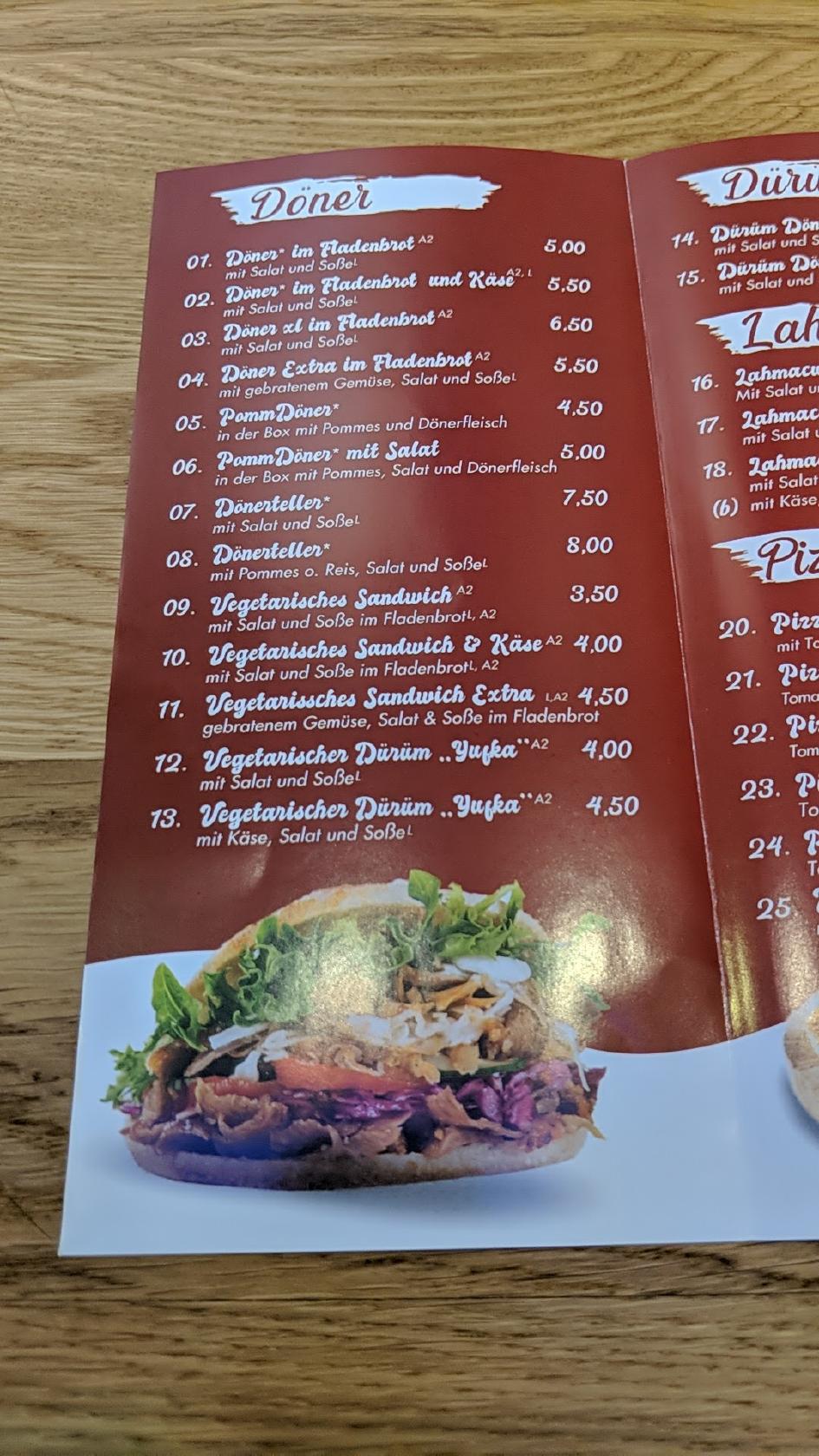 Speisekarte von Shifa Döner DARMSTADT fast Food, Darmstadt