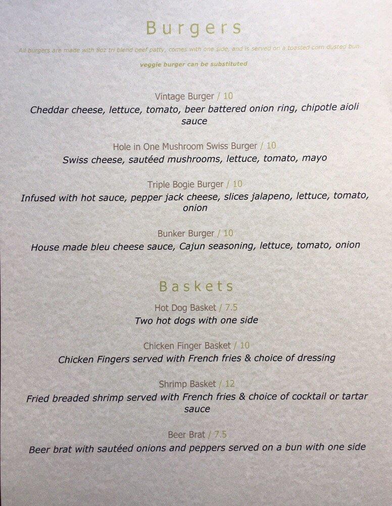 Menu at Mount Vintage Grille pub & bar, Augusta