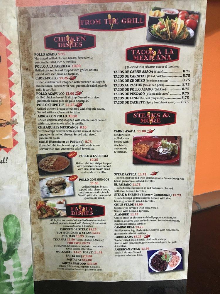 Menu at Los Caminitos Mexican Restaurant Grifton, Grifton