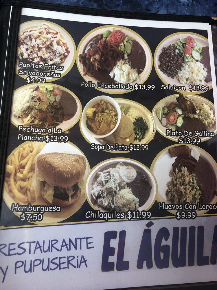 Menu at Pupusería & Restaurant El Águila, San Jose, McKee Rd