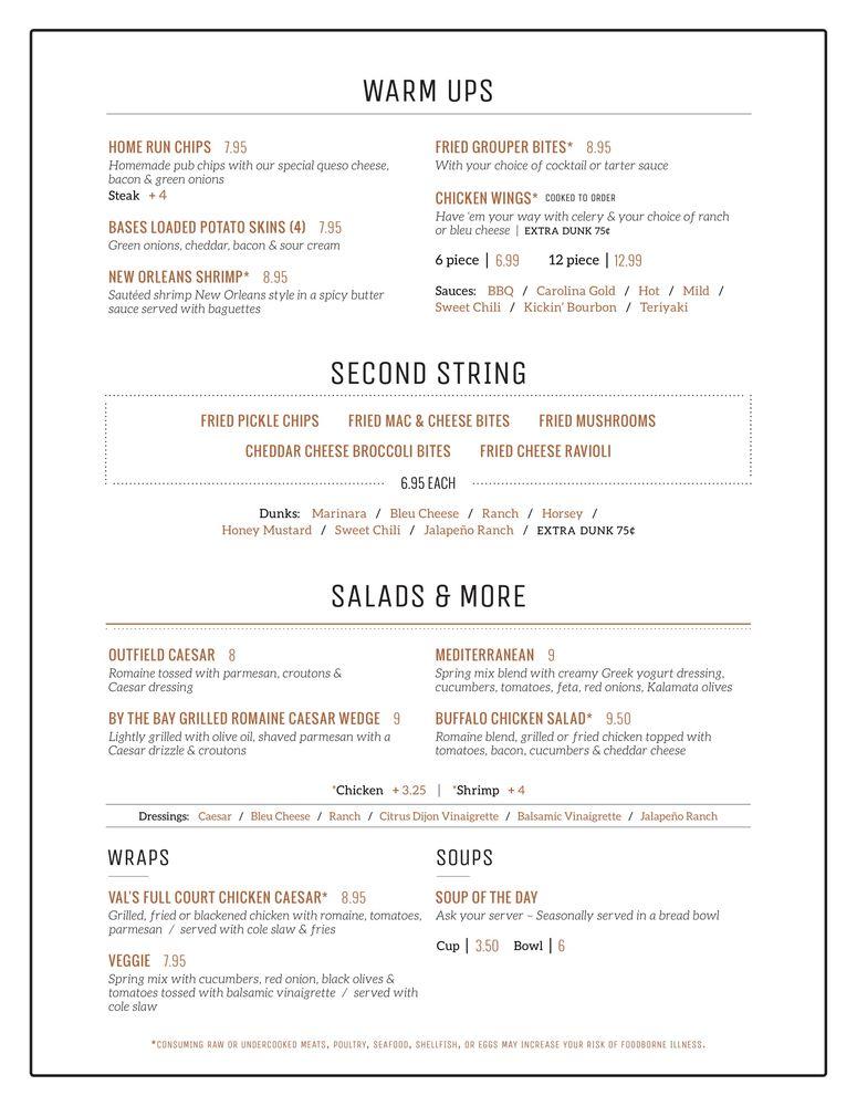 Menu at The BrickWall Sports Bar & Grille, Port Saint Joe