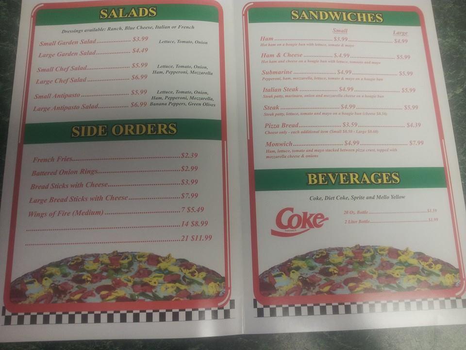 Menu At Montys Original Pizza Pizzeria Huntington