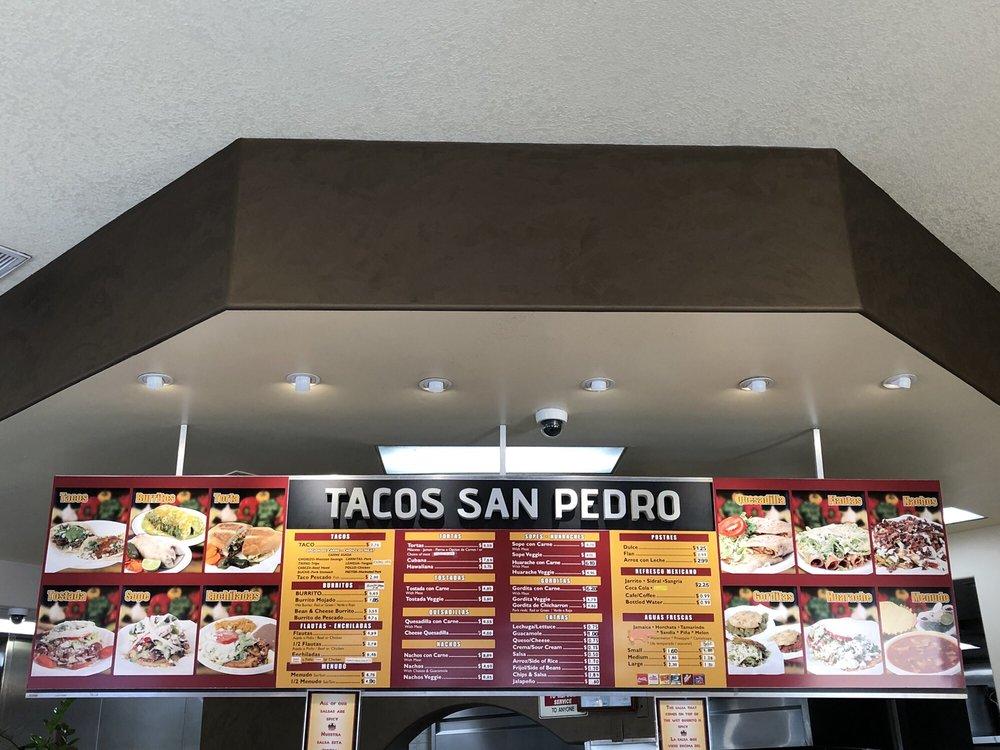 Menu at Tacos San Pedro restaurant, Hawaiian Gardens