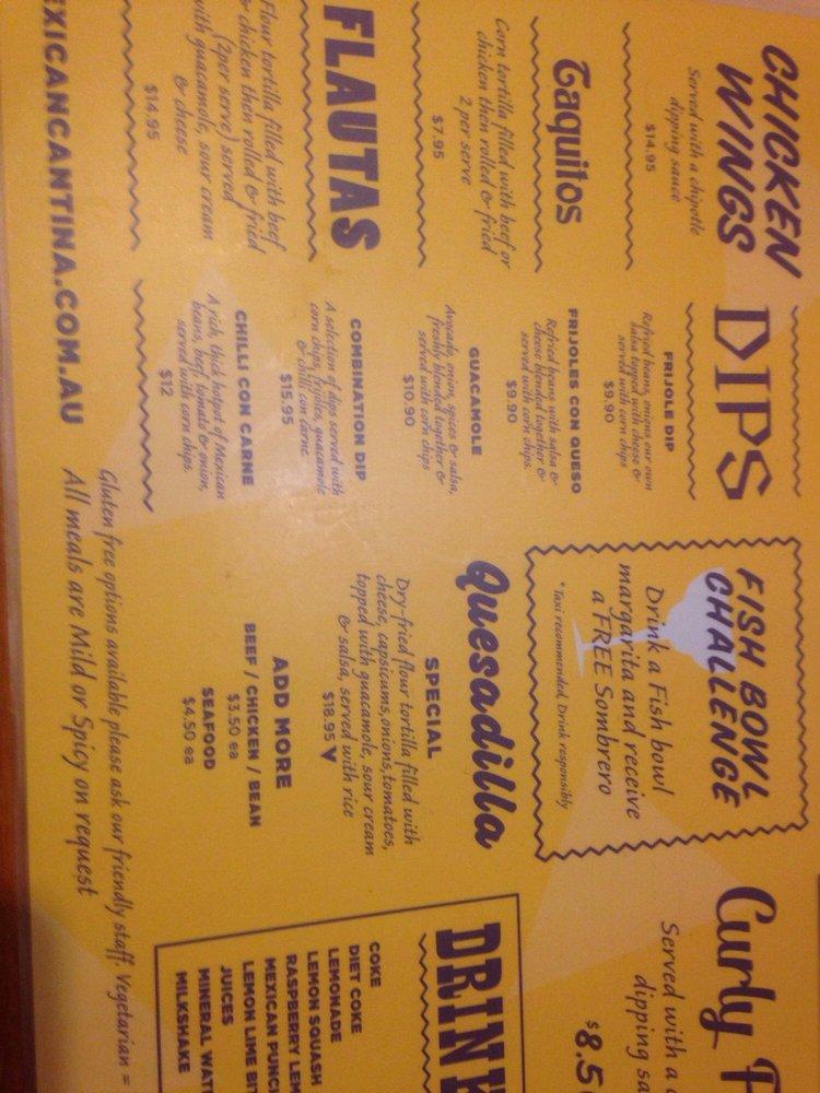 Menu at Mexican Cantina restaurant, Narre Warren, 1 Rebound Ct