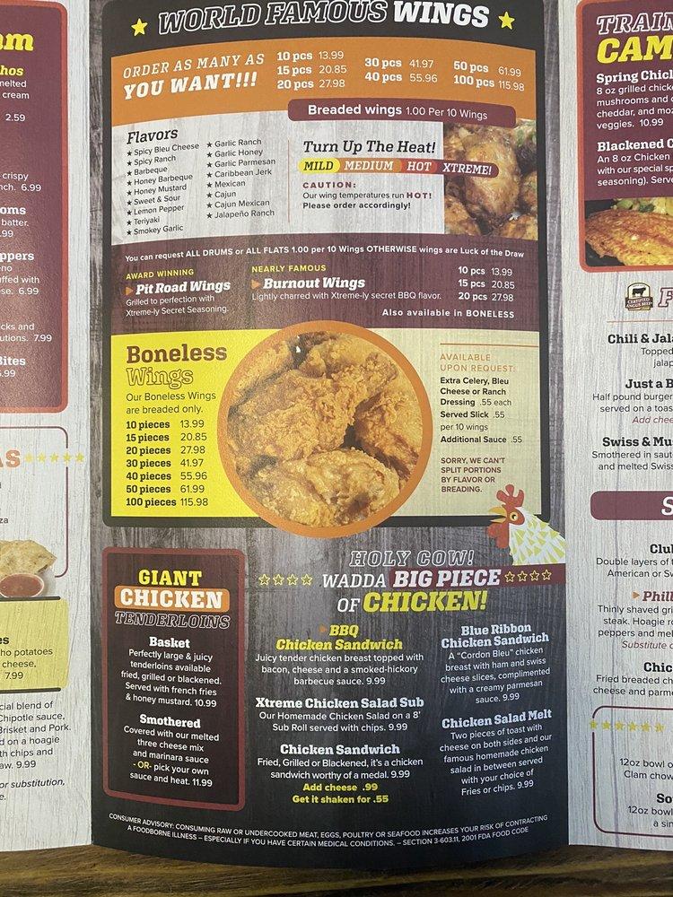 Menu at Xtreme Wings Sports Grille St Johns pizzeria, Fruit Cove