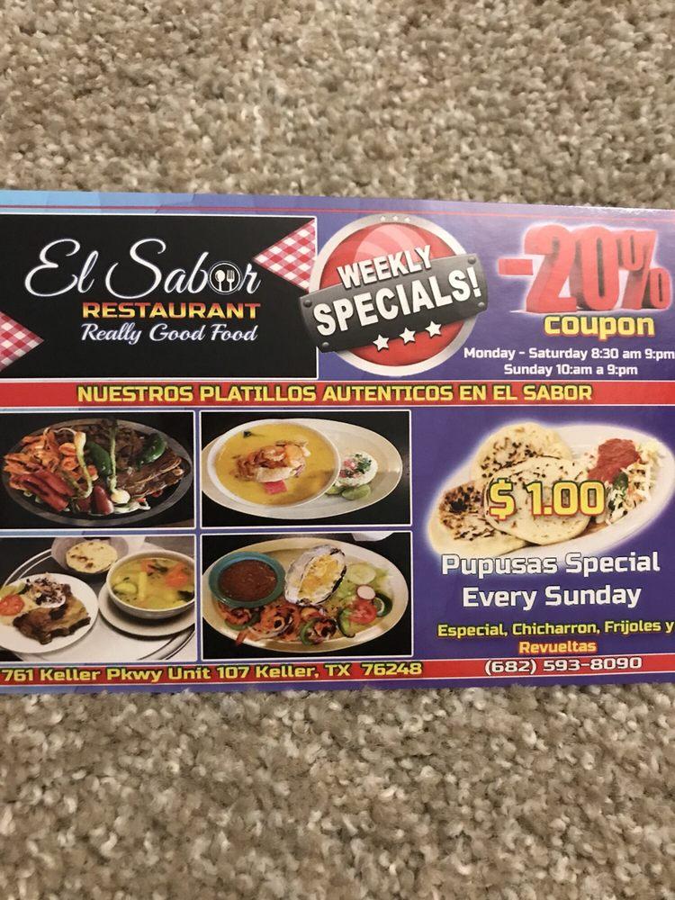 Menu at El Sabor Restaurant, Keller