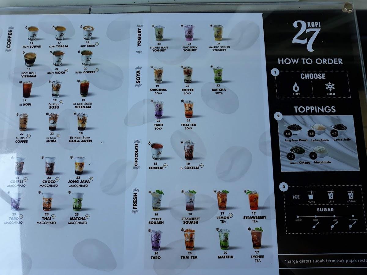 Menu at Kopi 27 - Puri Surya Jaya cafe, Sidoarjo