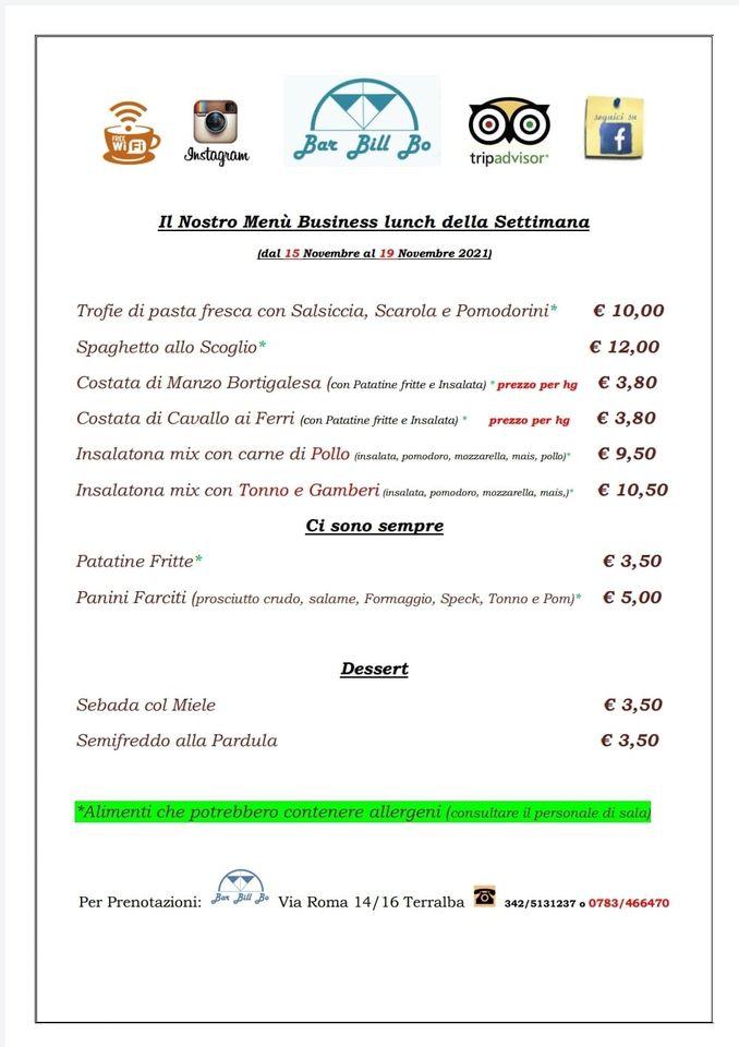 Menu di Bar Bill Bo Terralba 