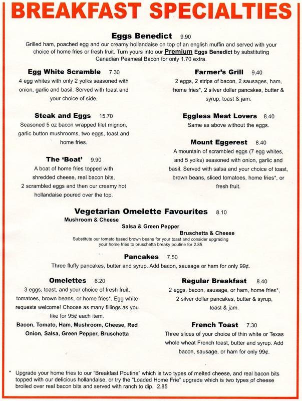 Menu at Ole Country Diner restaurant, Sarnia