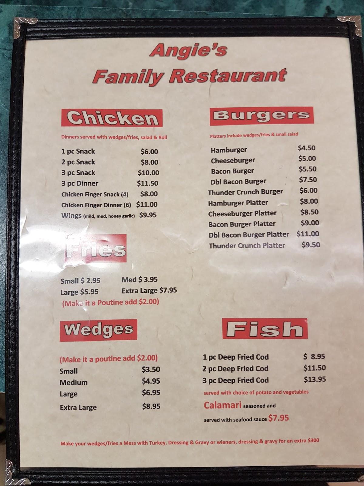 Menu At Angie S Family Restaurant Canada Gander Bay   R03d Angies Family Restaurant Menu 2022 10 6 