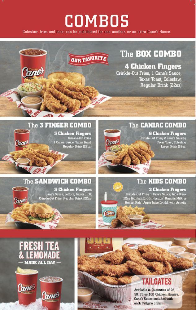 Menu at Raising Cane's Chicken Fingers fast food, Wasilla