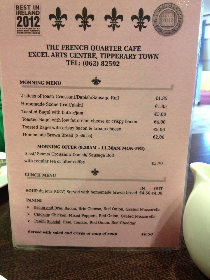 Menu at French Quarter Cafe,, Ireland, Mitchell St