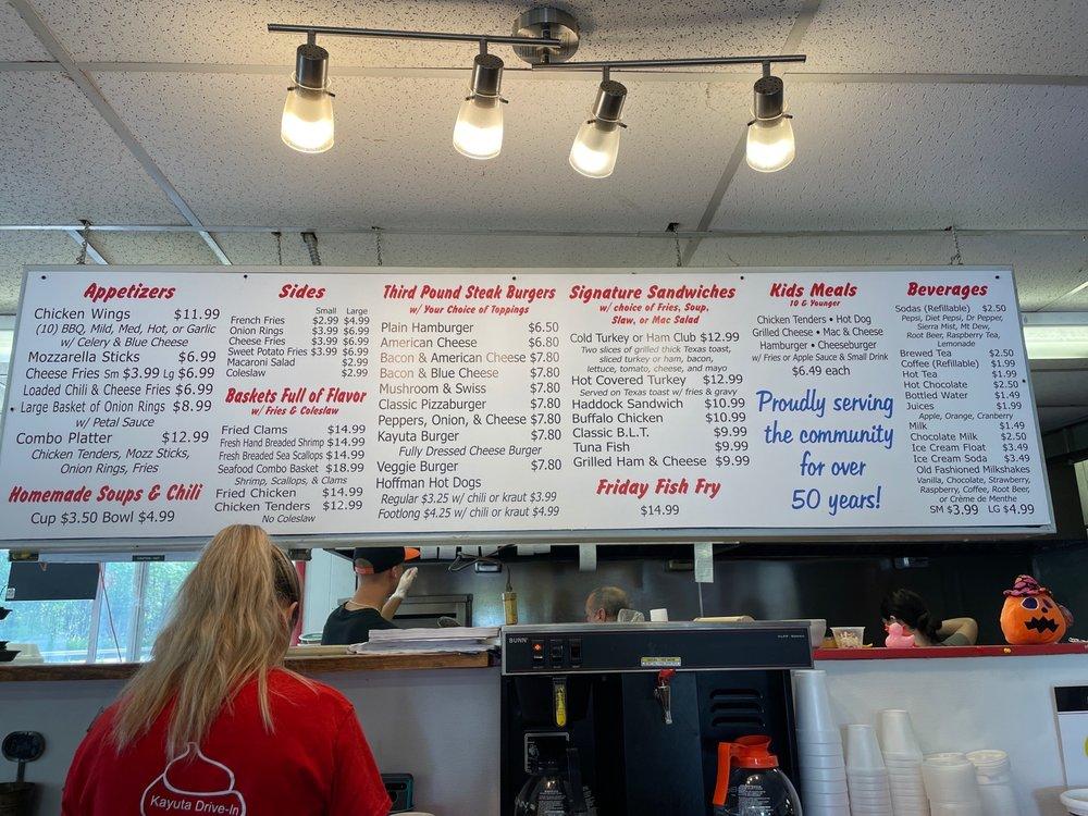 Menu at Kayuta Drive In,. restaurant, Alder Creek, Dustin Rd