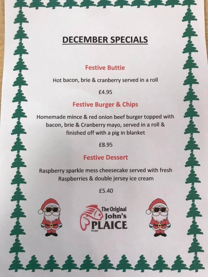 Menu at The Original John's Plaice restaurant, Carlisle, A595 Wigton Rd