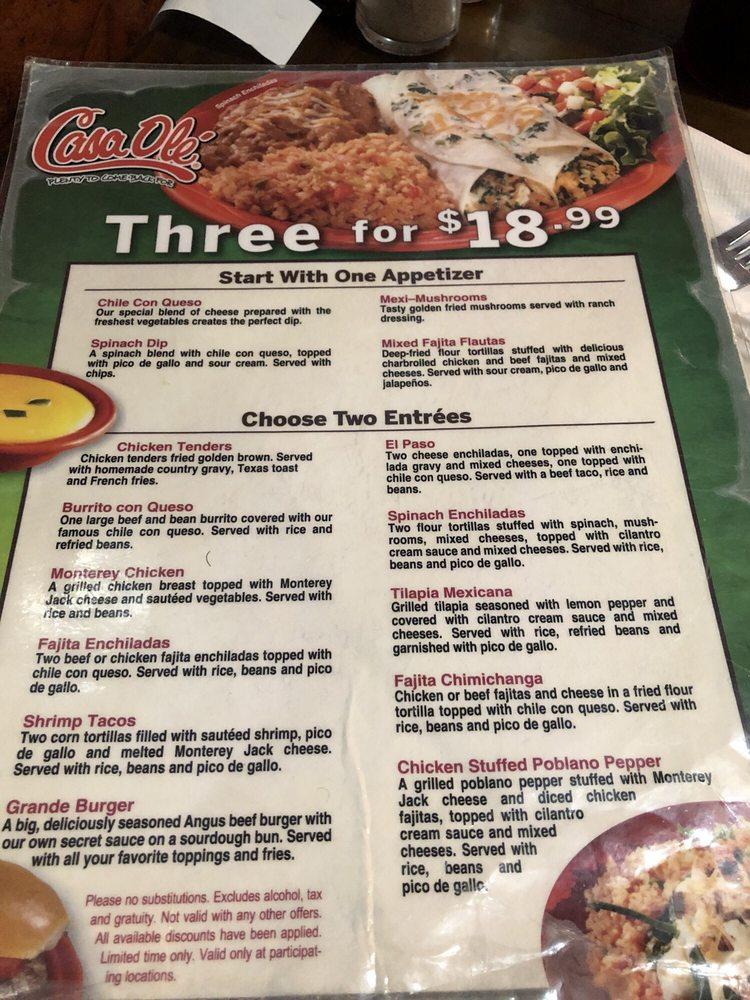 Menu At Casa Ol Mexican Restaurant Lufkin