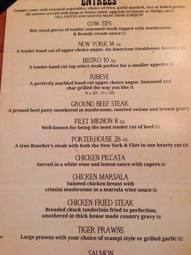 Menu at Ranch House Restaurant & Bar, Yuba City
