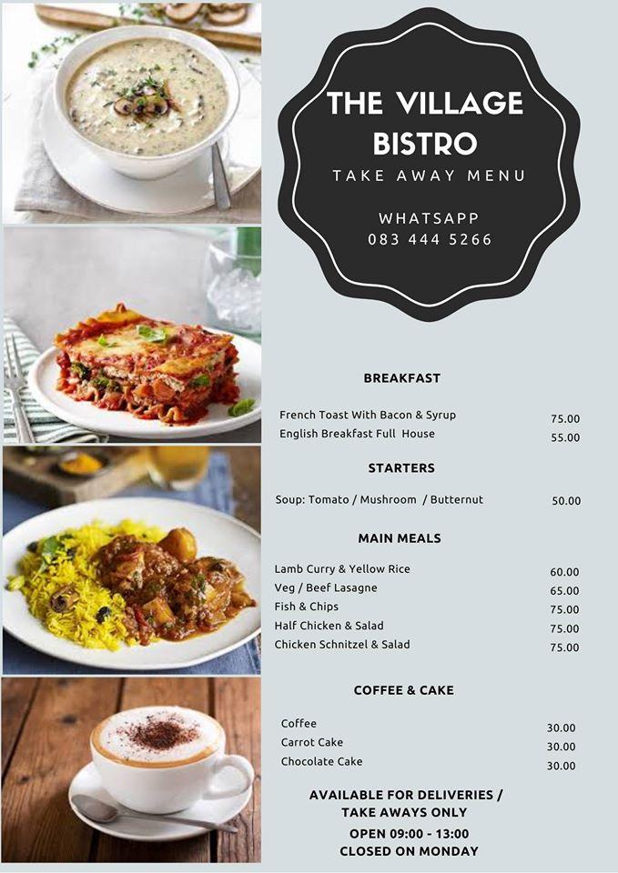Menu At Village Bistro Cafe Amatola Coastal