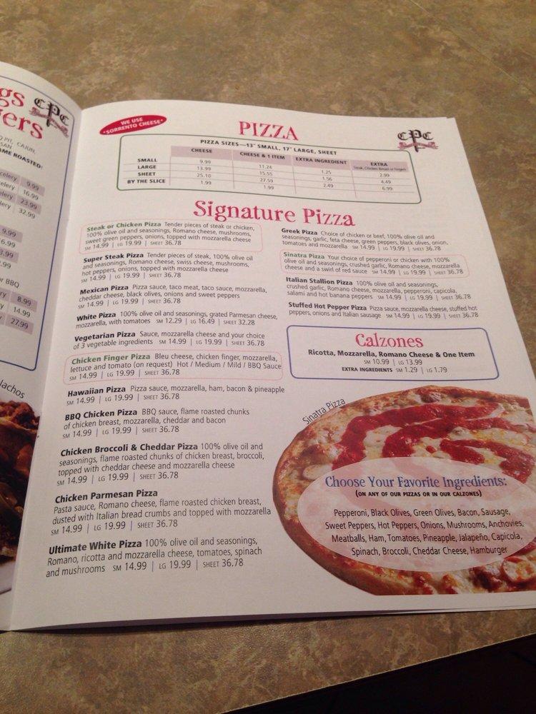 Menu at Clarence Pizza Company pizzeria, Clarence Center