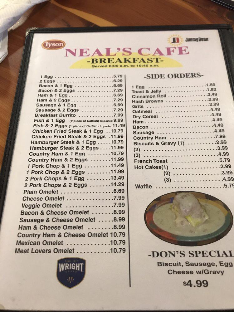 Menu At Neals Cafe Springdale