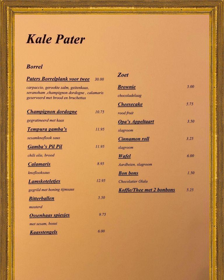 Speisekarte von De Kale Pater Haarlem, Haarlem