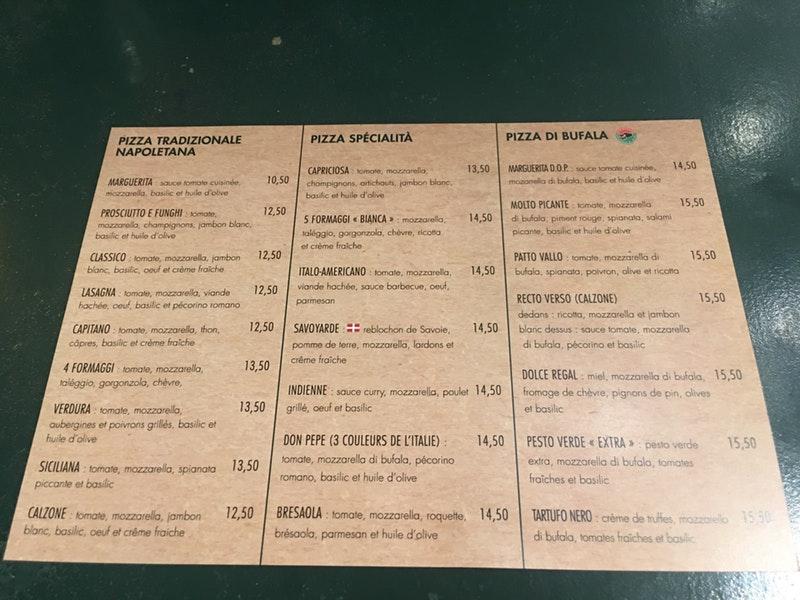 Menu at Don Pepe Pizzeria, BoulogneBillancourt, 73 Av. Pierre Grenier