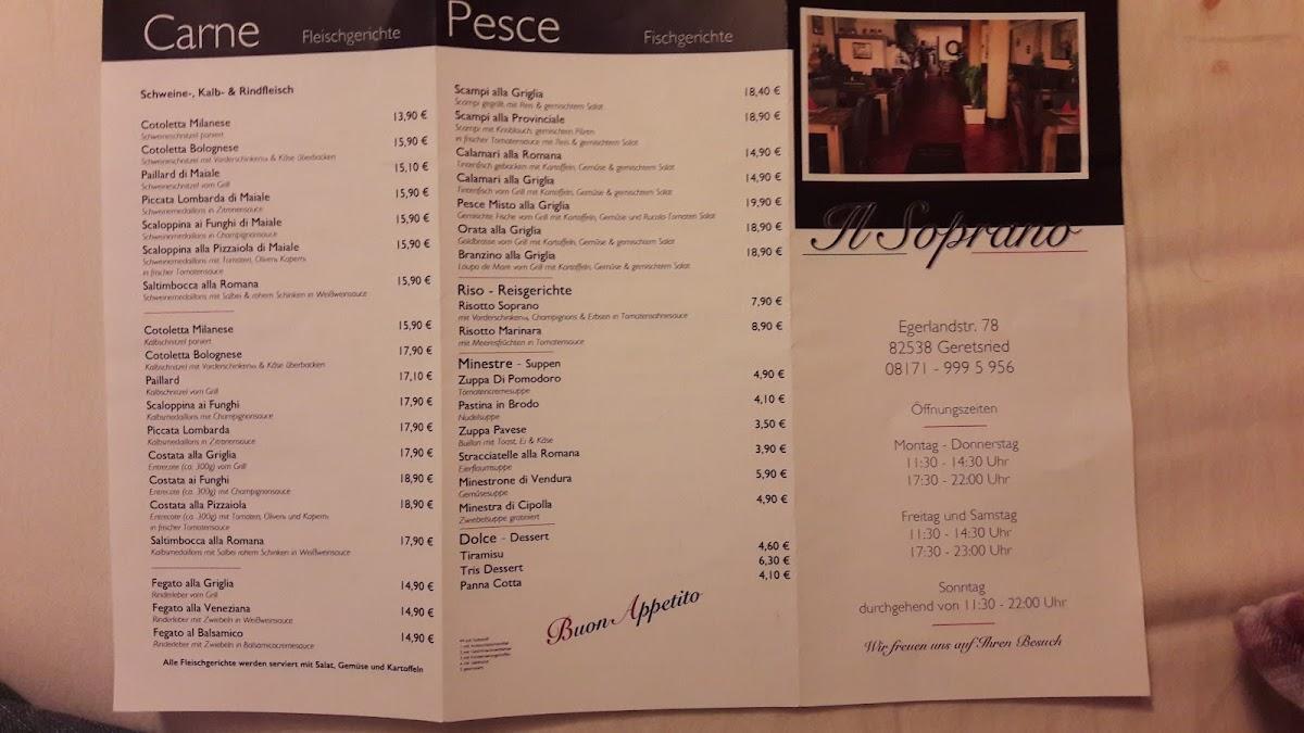 Speisekarte von Il Soprano pizza, Geretsried, Egerlandstraße 78