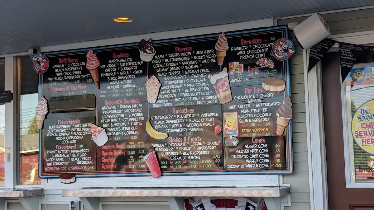 Menu at Glen Dairy Bar, Watkins Glen