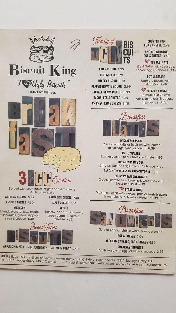 Menu at Biscuit King's Cafe, Fairhope, Co Rd 24