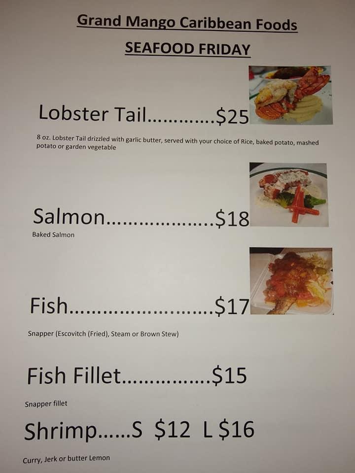 Menu at Grand Mango Caribbean Restaurant, Woodbury, 4 Smith Clove Rd