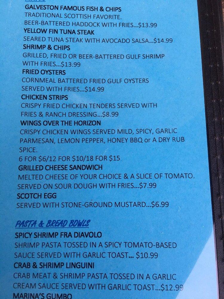 Menu at Marina Bar & Grill, Galveston