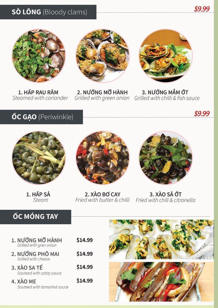 Menu at Tràm Chim Live King Crab restaurant, Westminster, Beach Blvd A