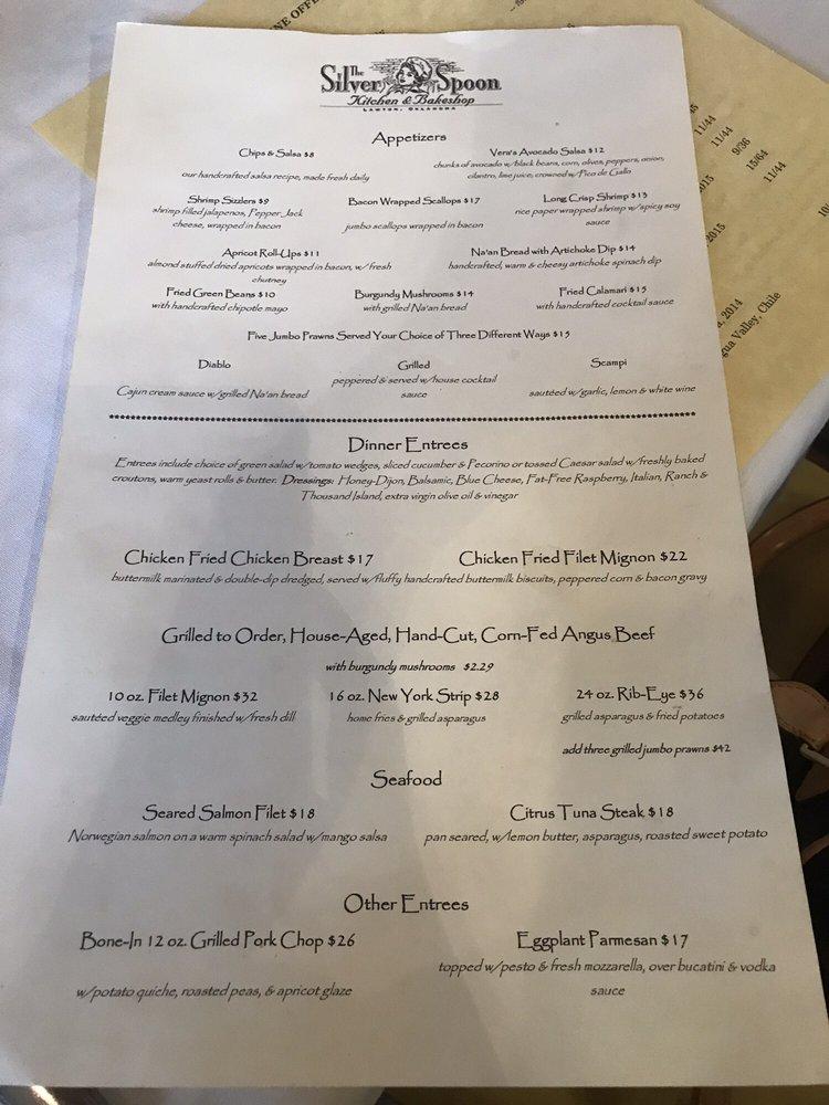 Menu at The Silver Spoon restaurant, Lawton