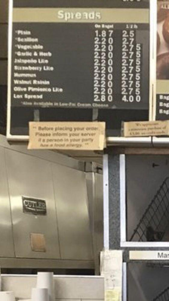 Menu at Cape Cod Bagel cafe, Falmouth