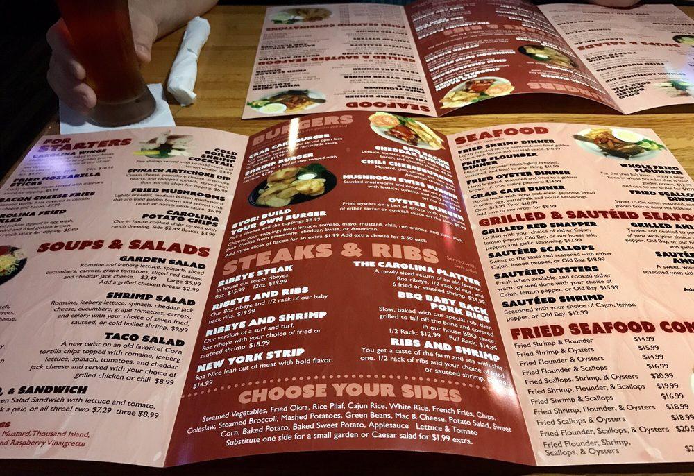 Menu at Carolina Grill, New Bern, 998 US Hwy 70 E