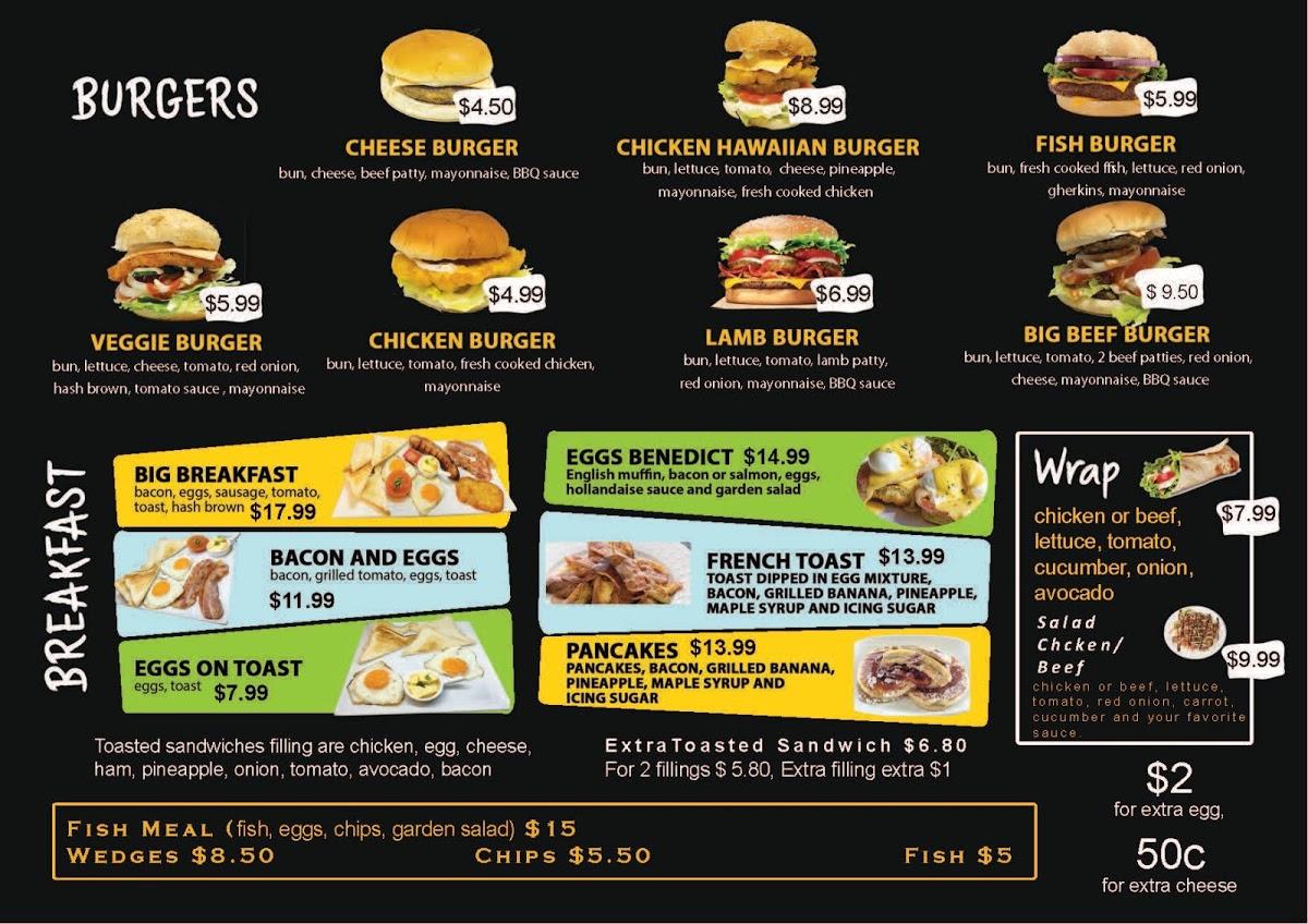 Menu at Kosy kitchen restaurant, Hamilton
