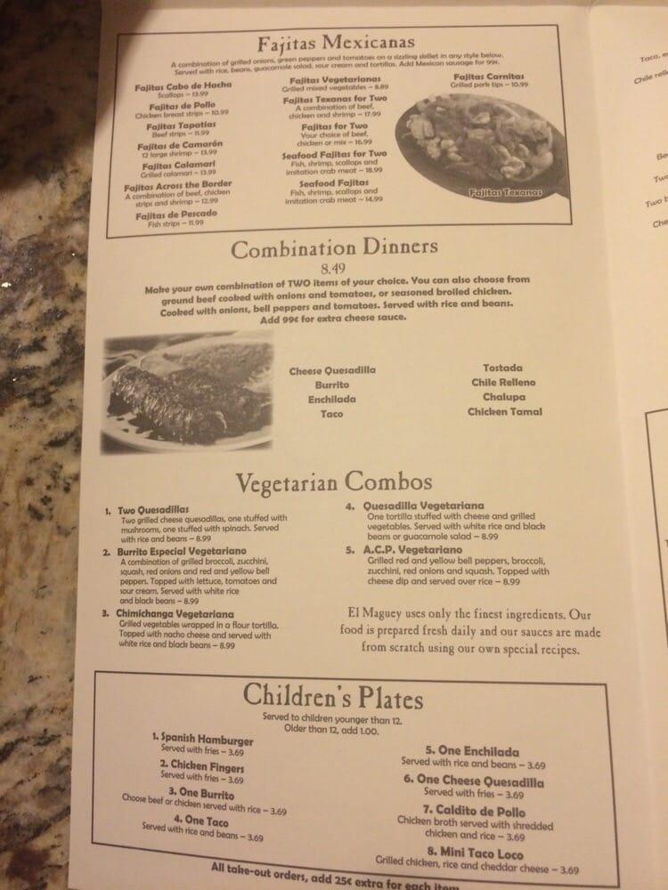 Menu at El Maguey Restaurant, Pfafftown, Yadkinville Rd