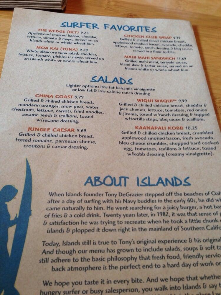 Menu at Islands Restaurant Carlsbad, Carlsbad, 889 Palomar Airport Rd