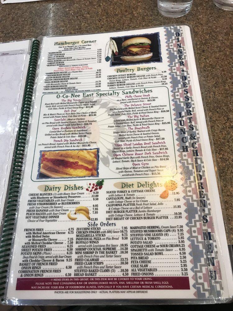 Menu at Oconee East Diner restaurant, Islip