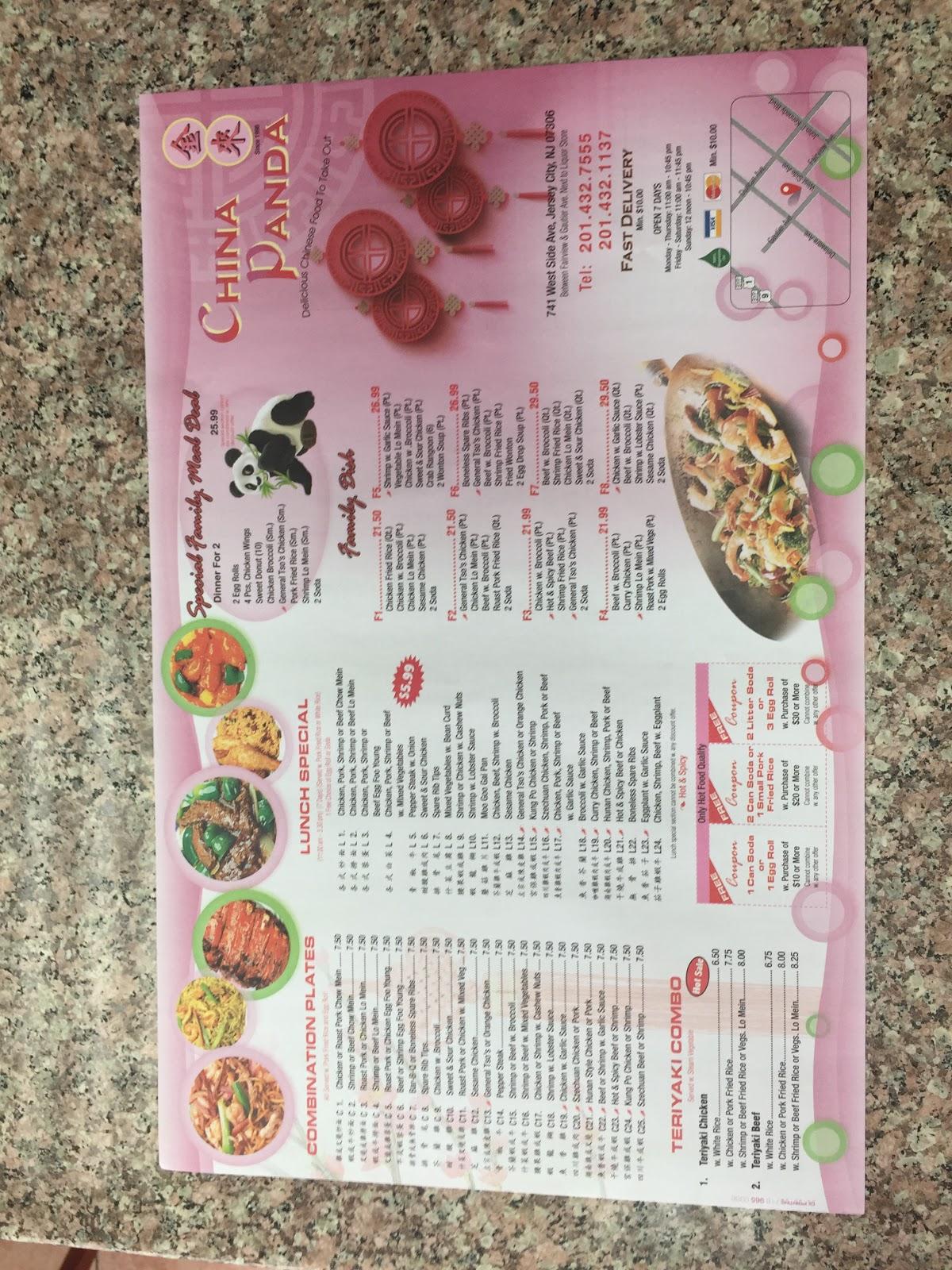Menu at china Panda restaurant, Jersey City