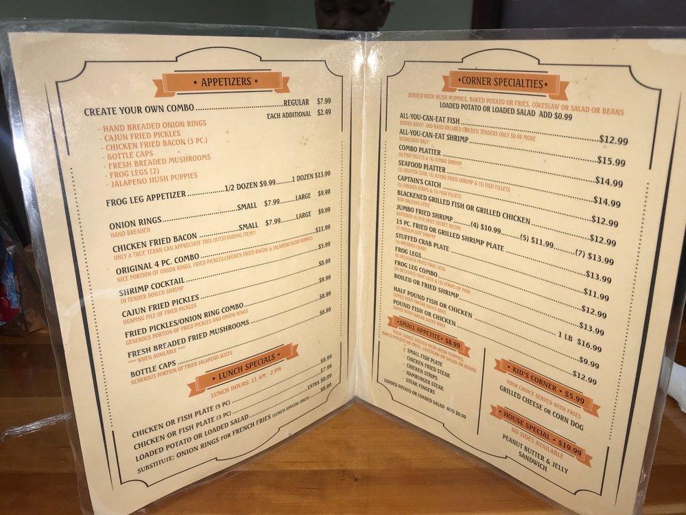 Menu at Catfish Corner restaurant, San Angelo
