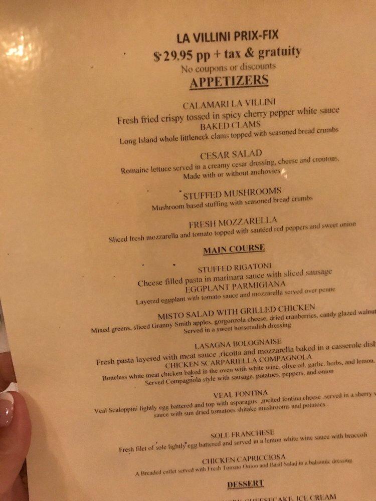 Menu at La Villini pizzeria, East Northport