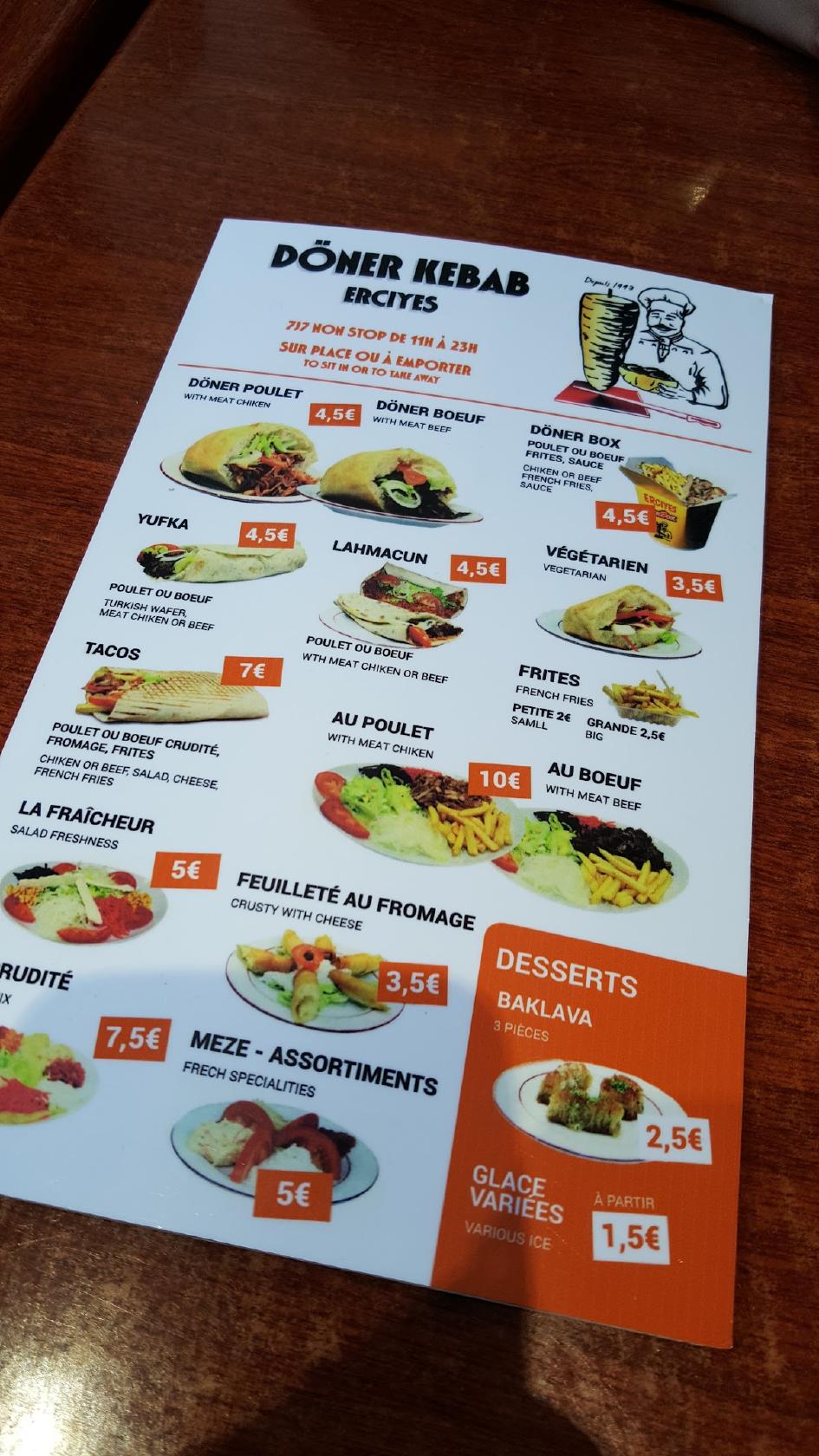 Menu At Doner Kebab Erciyes Fast Food Obernai