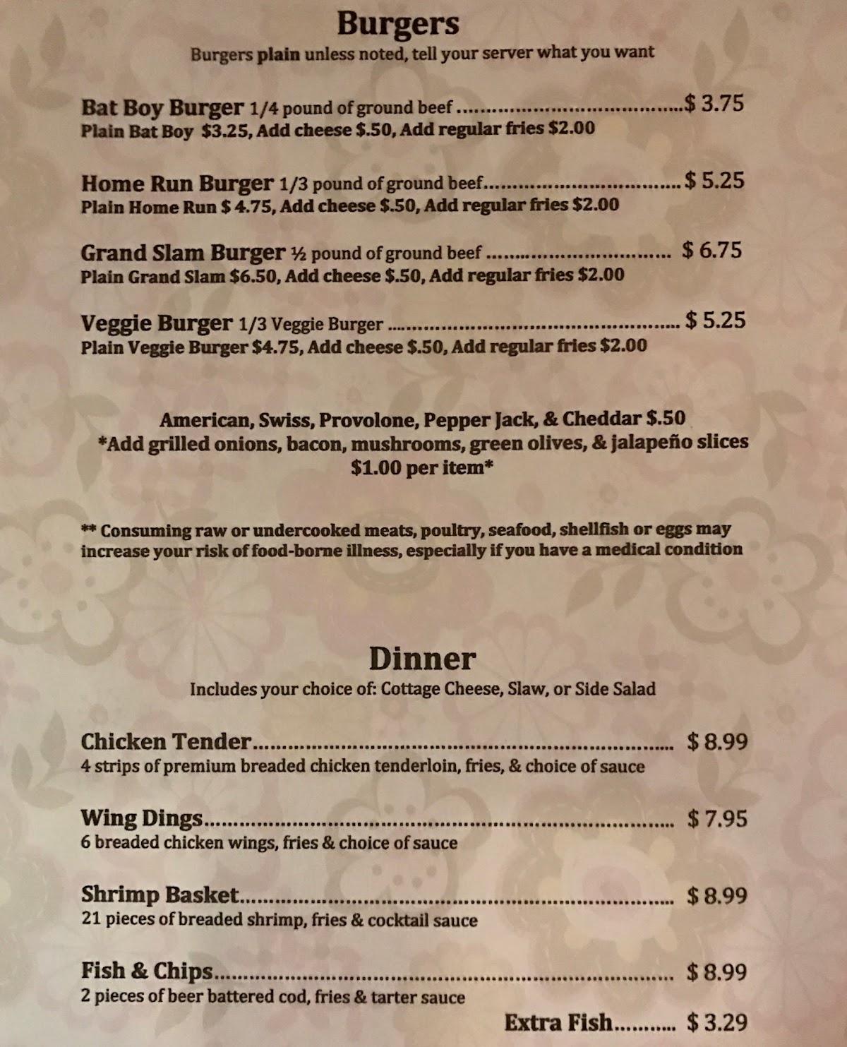 Menu at International Sports Bar, Rogers City