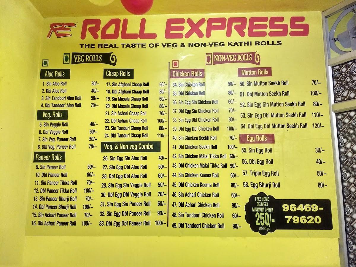 Menu at Roll Express, Patiala, 89GX+RH6