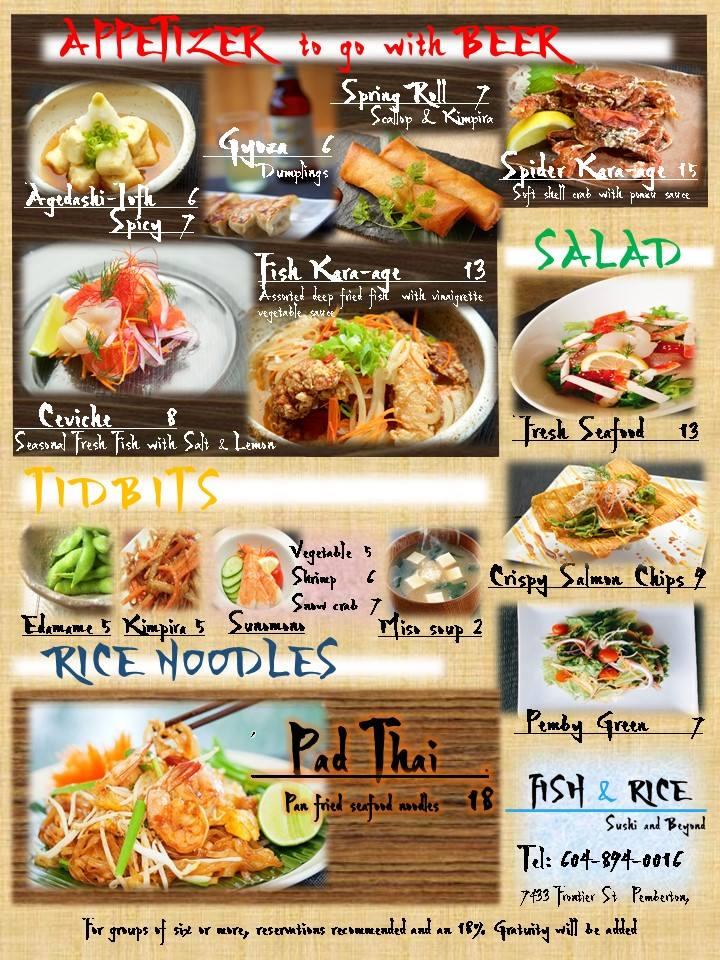 Menu at Fish and Rice, Sushi and Beyond. restaurant, Pemberton