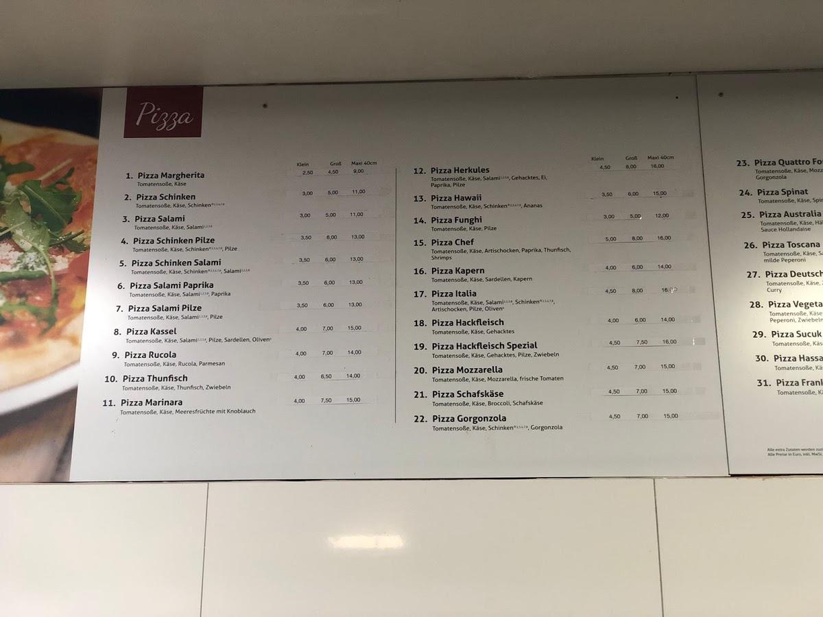 Speisekarte von Eiscafé Bologna pizza, Kassel