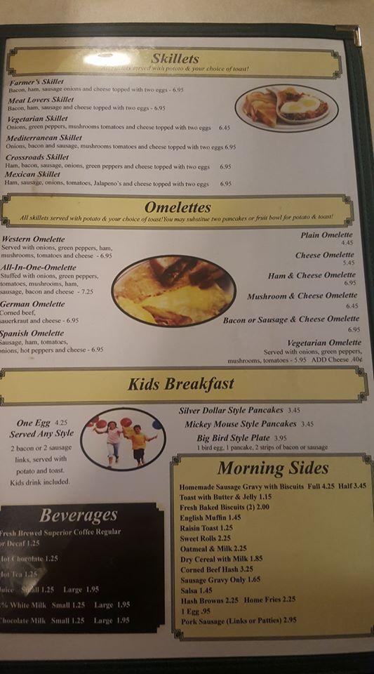 Menu at Crossroads Family Restaurant, Attica