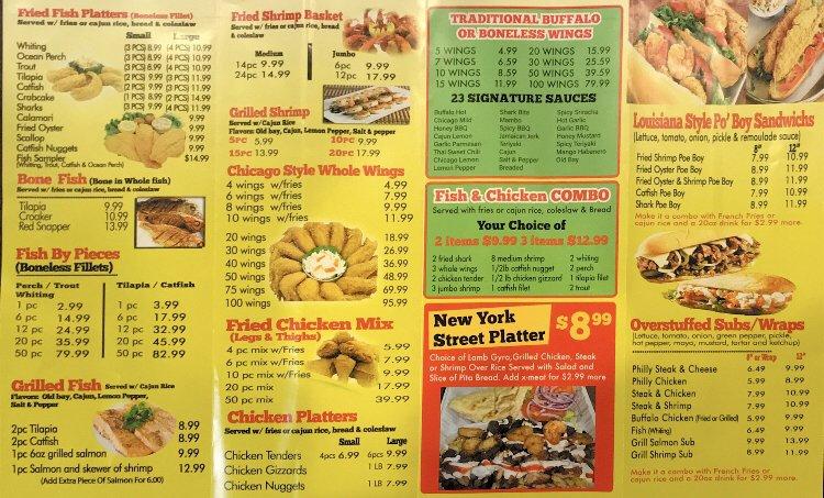 Menu at Shark’s Fish & Chicken restaurant, Lanham